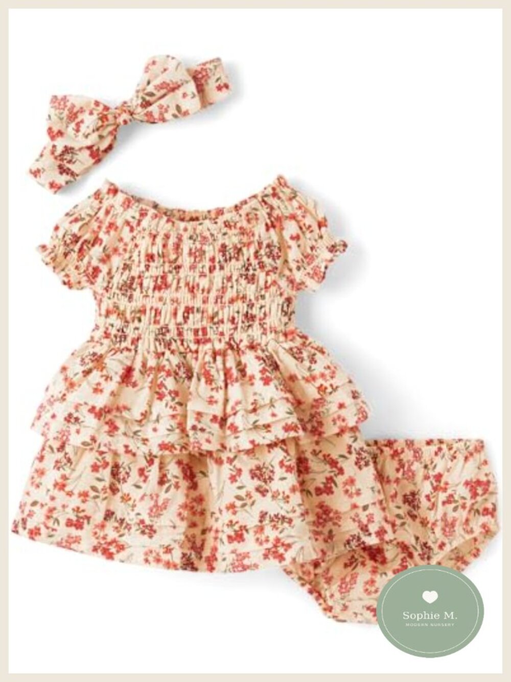 Baby Girls 2-Piece Dress and Diaper Cover Set with Headwrap